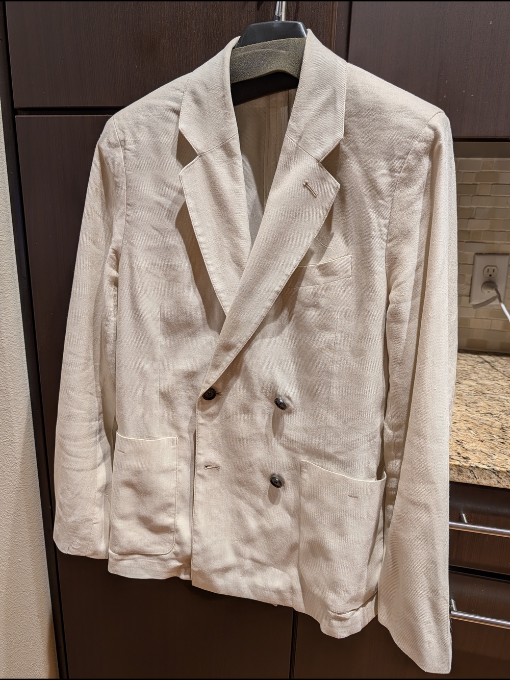 Men's Double-Breasted Cream Summer Blazer